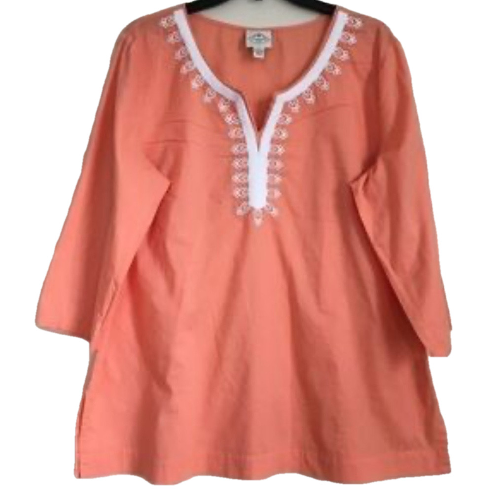 St John’s Bay orange and white blouse size 1X GUC…